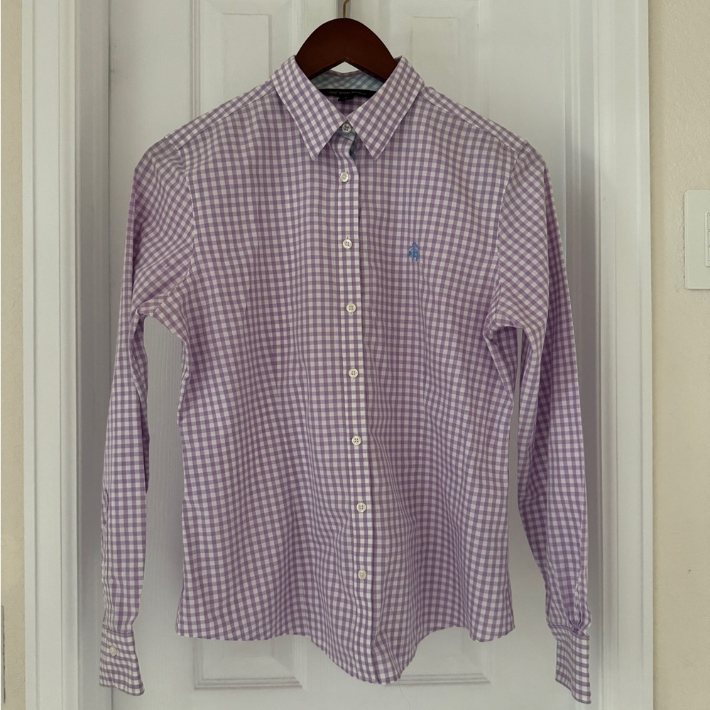 Brooks Brothers Purple Gingham Button Down Shirt Size 6